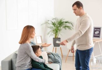 A father providing financial support to his family in a cozy living room.